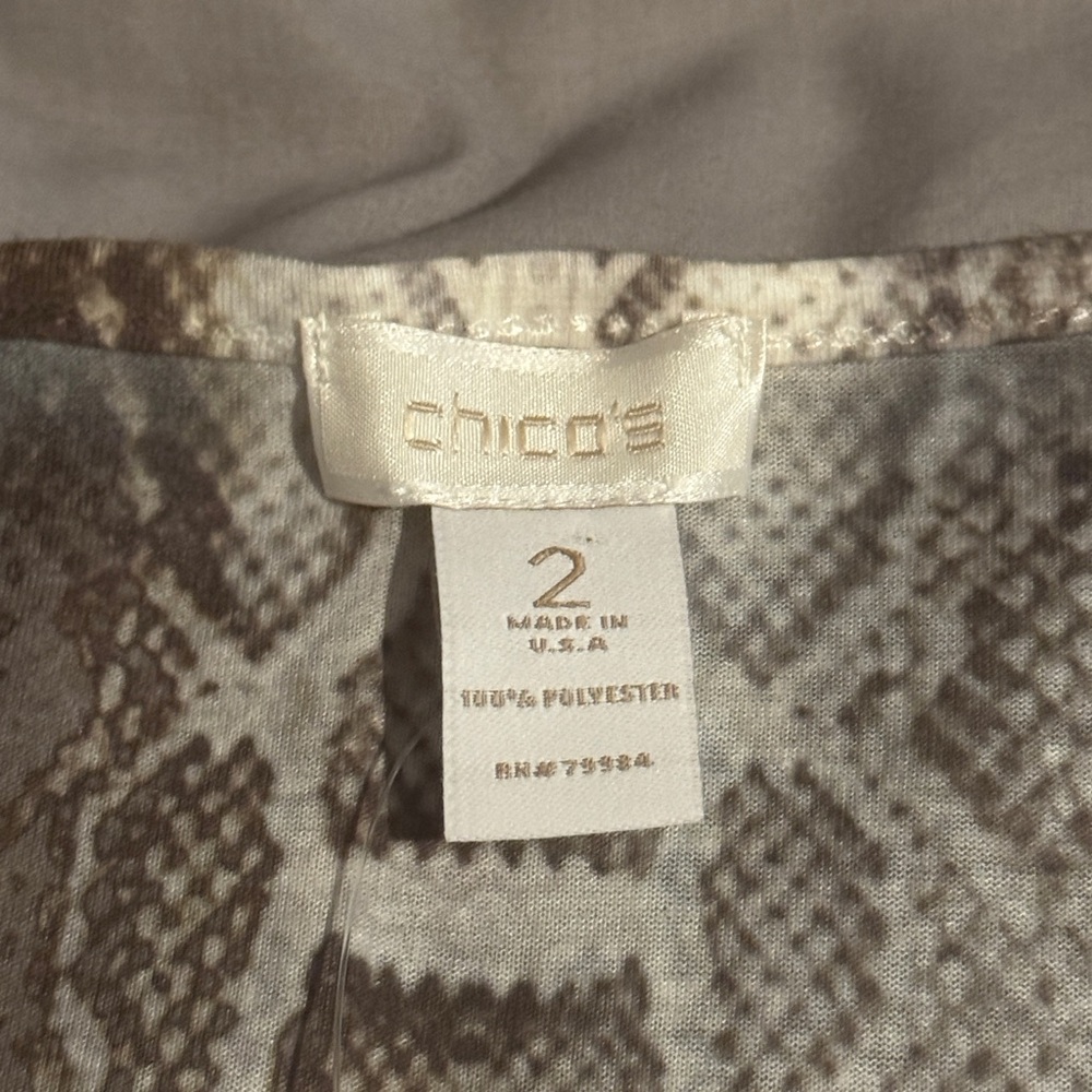 Chicos Neutral Batik Sequined Snake Print Tank Top Sage Green and Cream - Picture 6 of 9